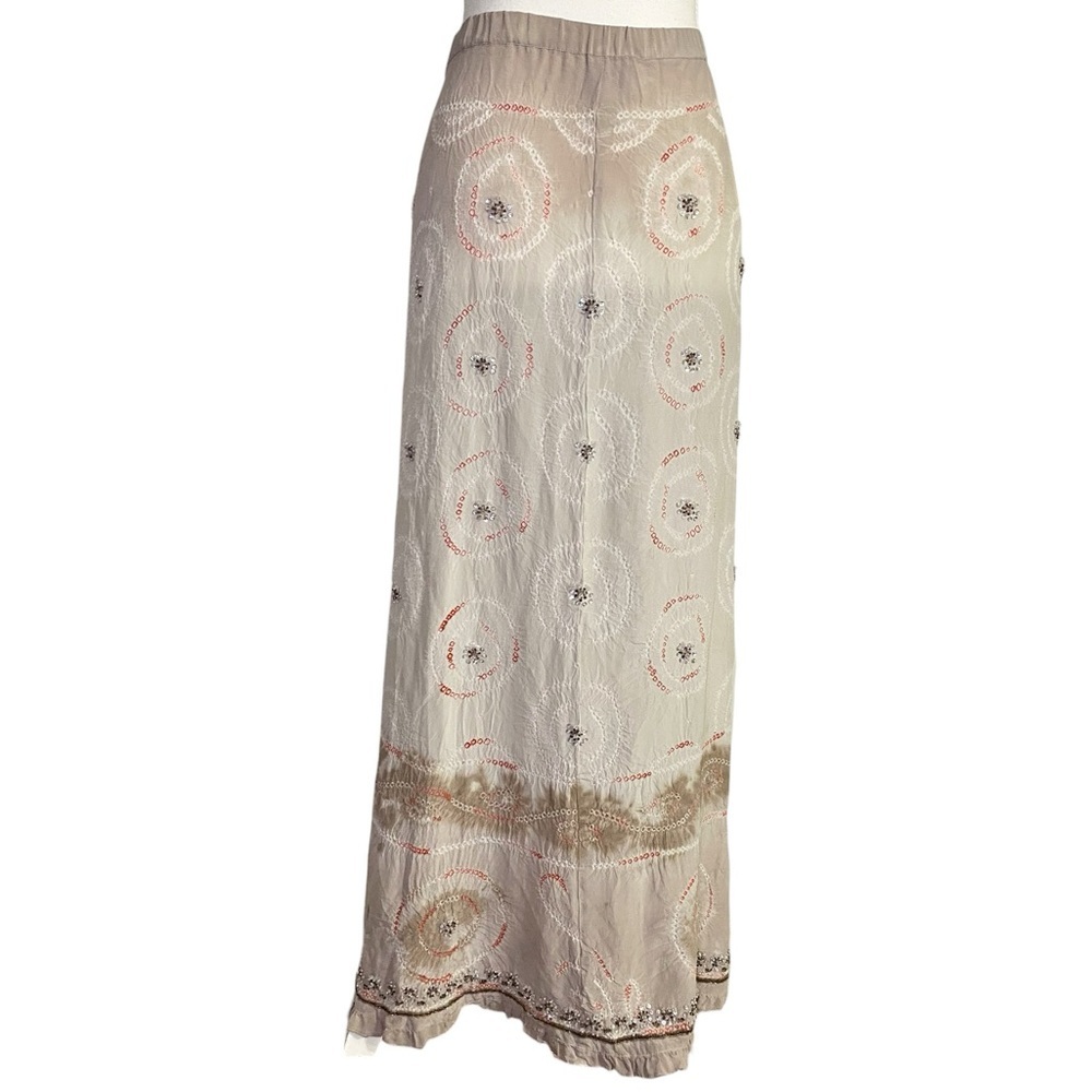 Jane Seymour Signature 100% Silk Crinkle Boho Maxi Skirt - Picture 2 of 15